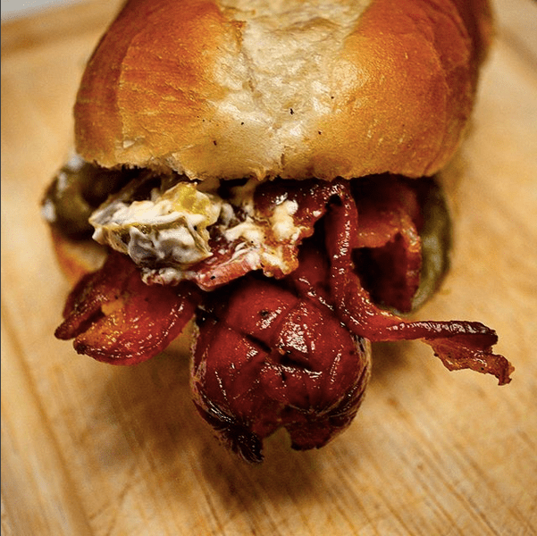 Bacon-Wrapped Jalapeno Popper Polish Dogs